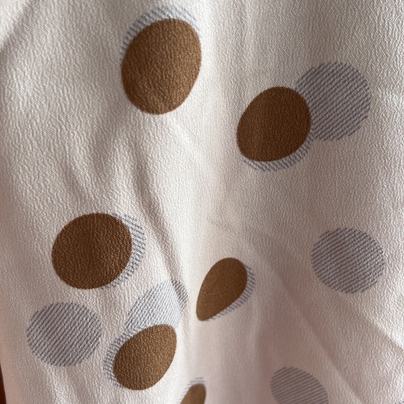 Ann Taylor Factory Blush Blouse with dark tan and gray dots. - Picture 7 of 7